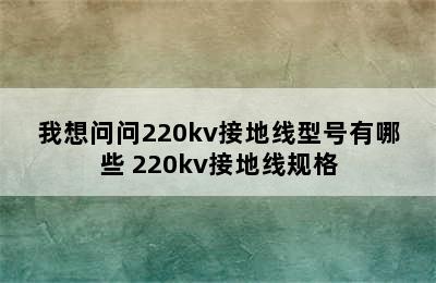 我想问问220kv接地线型号有哪些 220kv接地线规格